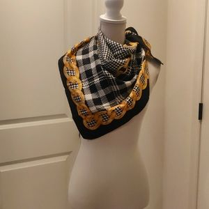 Albertazzi / Chain Print Silk Scarf - Black / Ivory White / Gold - LARGE